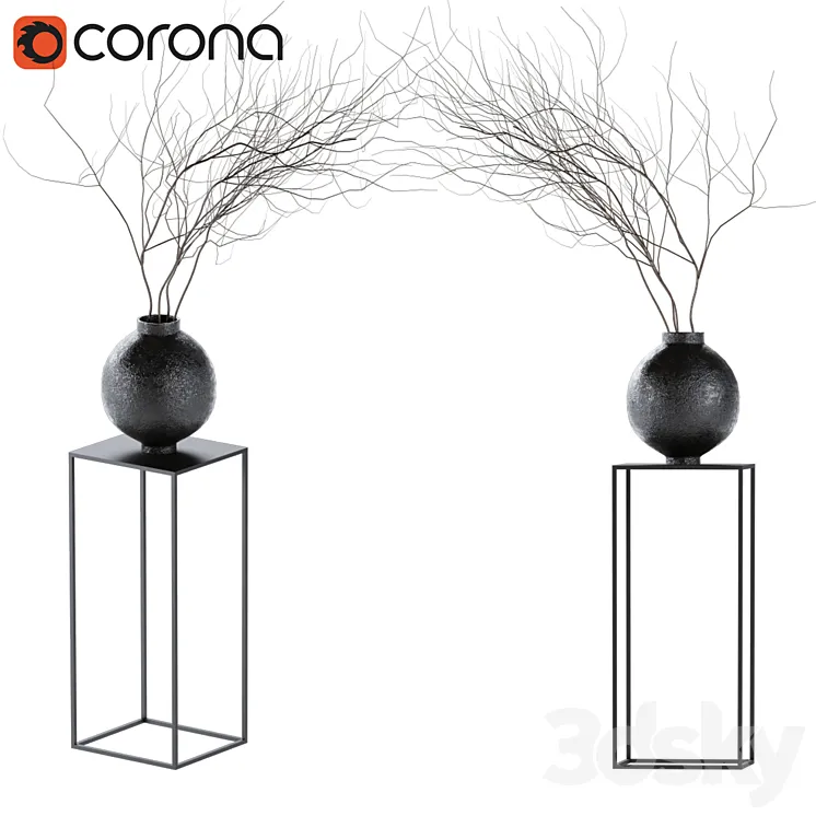 decorative dry plant 3D Model Free Download