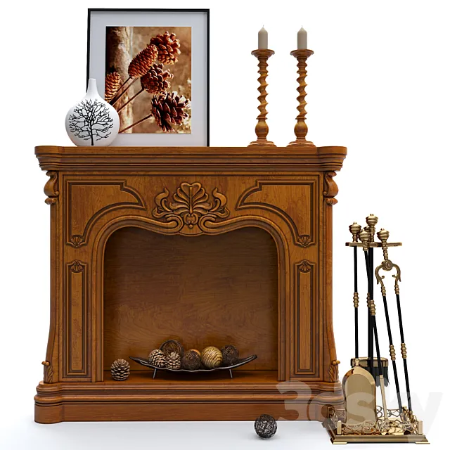 Decorative fireplace with accessories Stilars Free Download
