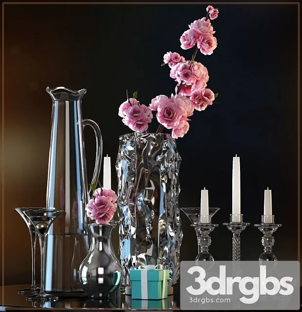 Decorative flower vase set 3 3D Model Download