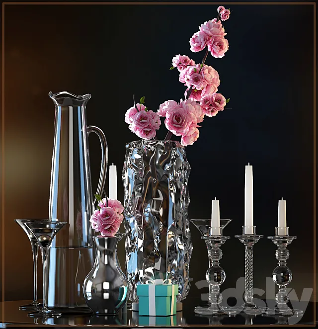 DECORATIVE FLOWER VASE SET 3 3DModel