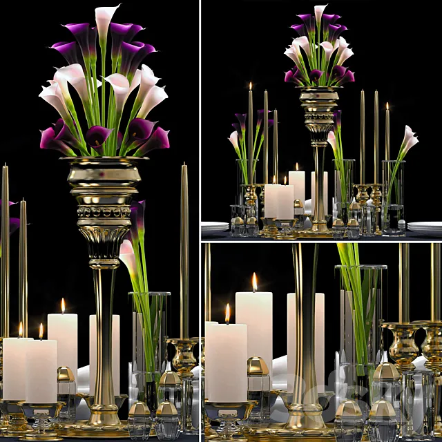 DECORATIVE FLOWER VASE SET 3DModel DECORATIVE FLOWER VASE SET 3DModel