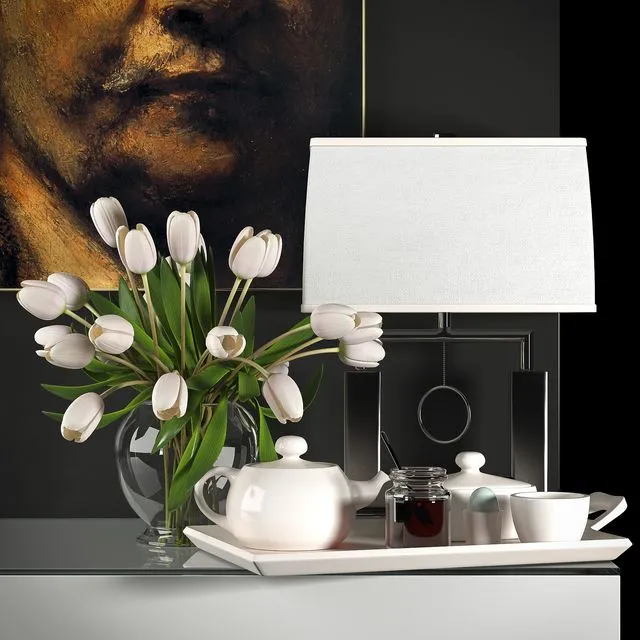 DECORATIVE FLOWER VASE SET 4 3D Model