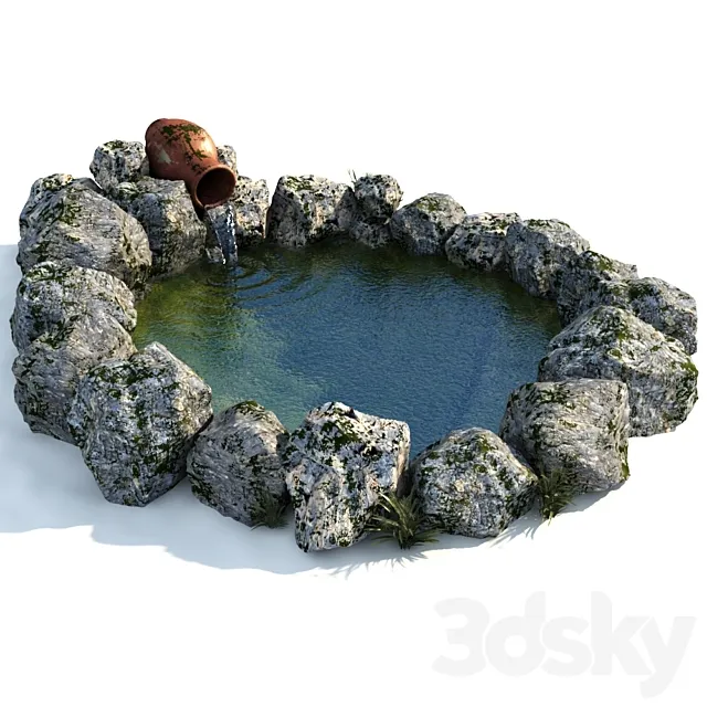 Decorative garden pond 3D Model Decorative garden pond 3D Model