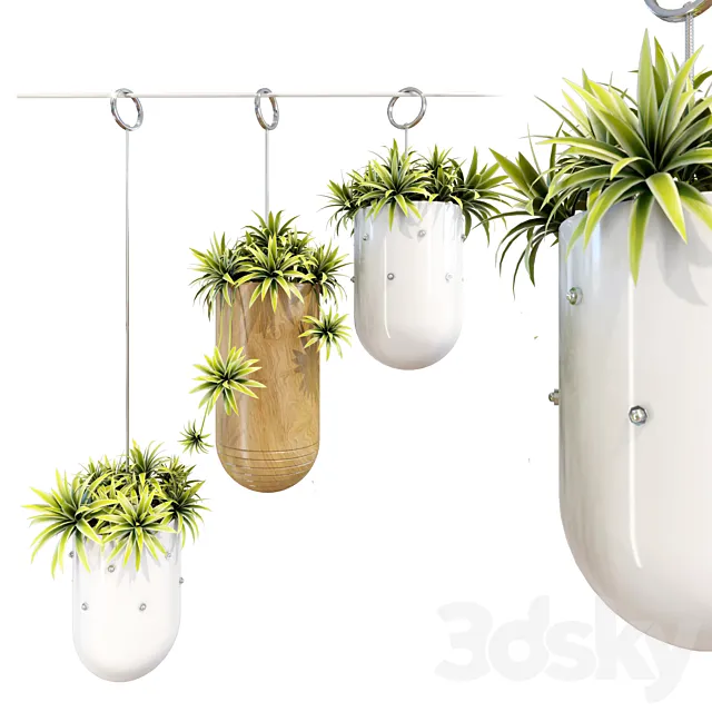 Decorative Hanging Metal Planter Set 3D Model Decorative Hanging Metal Planter Set 3D Model