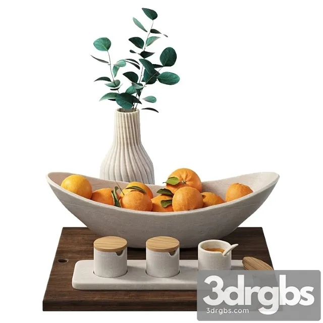 Decorative Kitchen Set With Oranges 3D Model Download