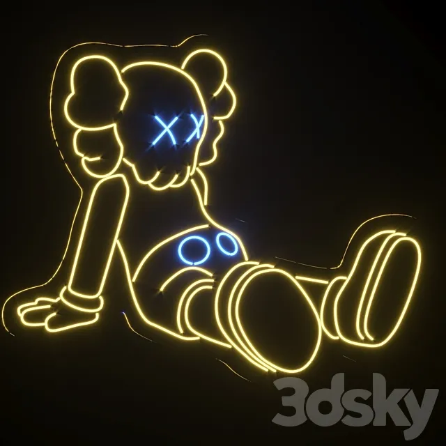 decorative lamp made of flexible neon KAWS 3D Model decorative lamp made of flexible neon KAWS 3D Model