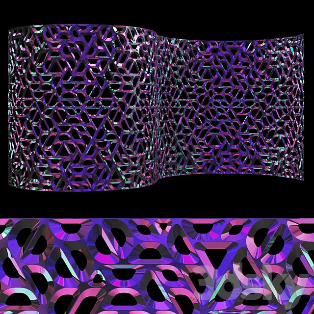 Decorative metal curved partition 3D Model Decorative metal curved partition 3D Model