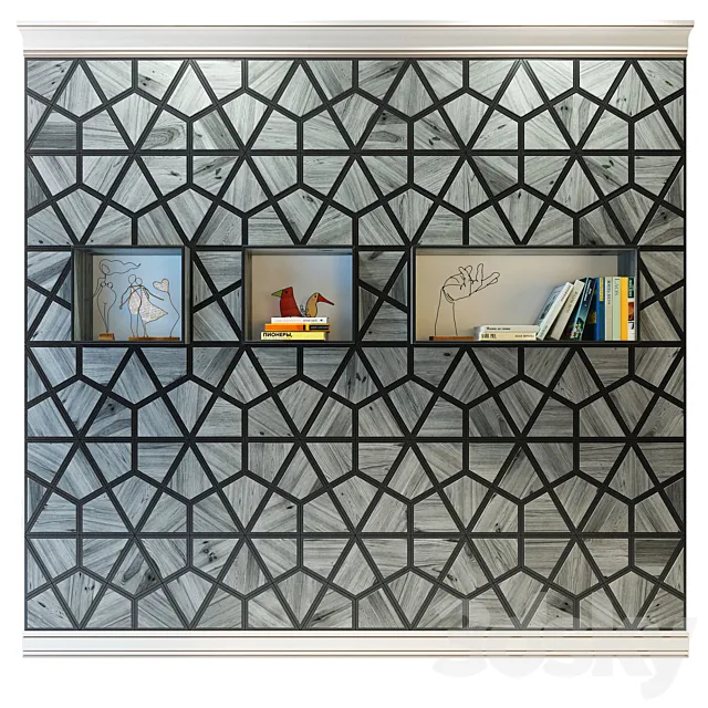 Decorative panel and built-in shelf _ niche “2” 3D Model Decorative panel and built-in shelf _ niche “2” 3D Model