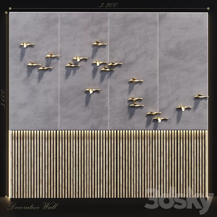 Decorative panel Birds Gold 10 3D Model Decorative panel Birds Gold 10 3D Model