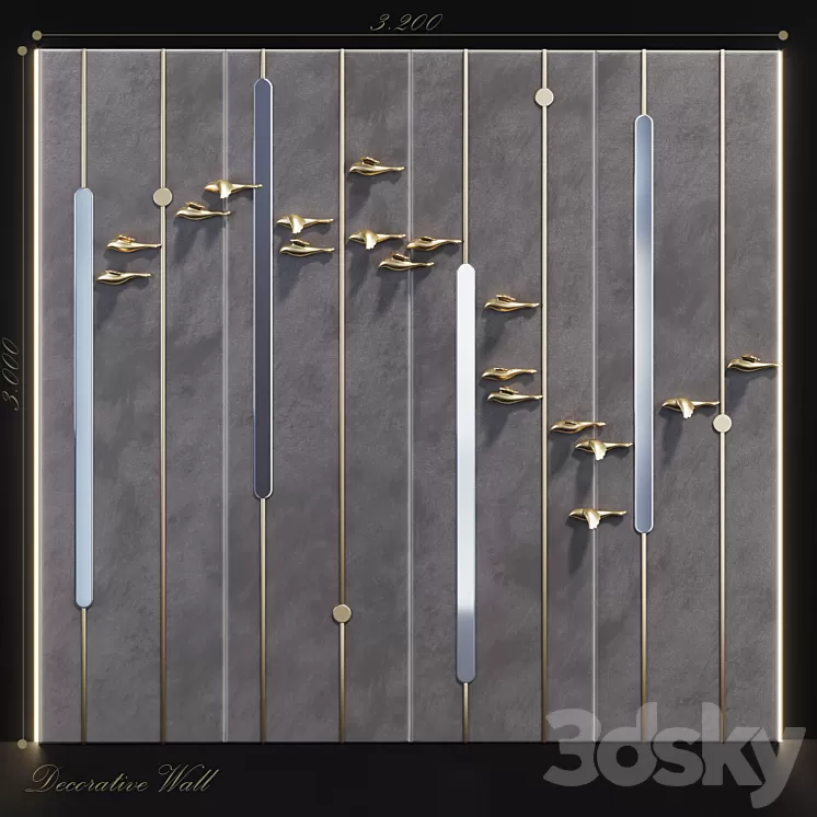 Decorative panel Birds Gold 9 3D Model Decorative panel Birds Gold 9 3D Model
