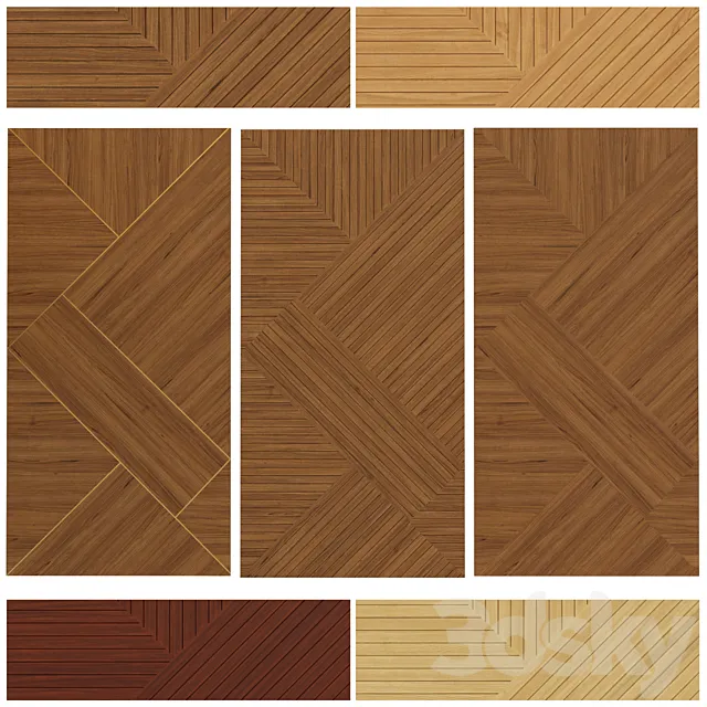 Decorative panel of veneer and slats _01 3D Model Decorative panel of veneer and slats _01 3D Model