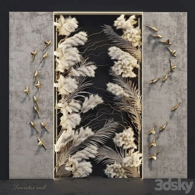Decorative panel_Birds Gold 3 3D Model