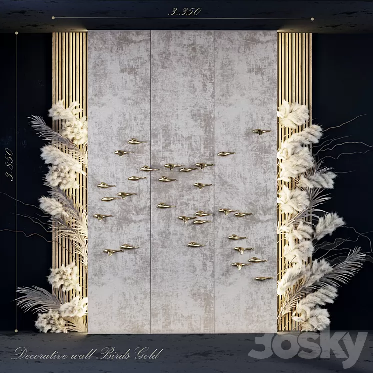 Decorative panel_Birds Gold 5 3D Model Decorative panel_Birds Gold 5 3D Model