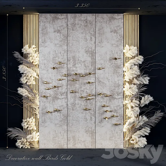 Decorative panel_Birds Gold 5 3DModel Decorative panel_Birds Gold 5 3DModel