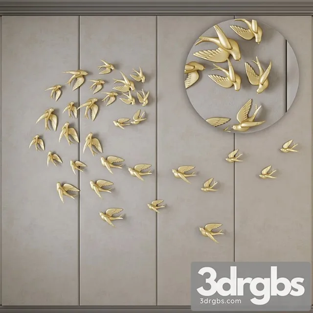 Decorative panels with birds 3D Model Download Decorative panels with birds 3D Model Download