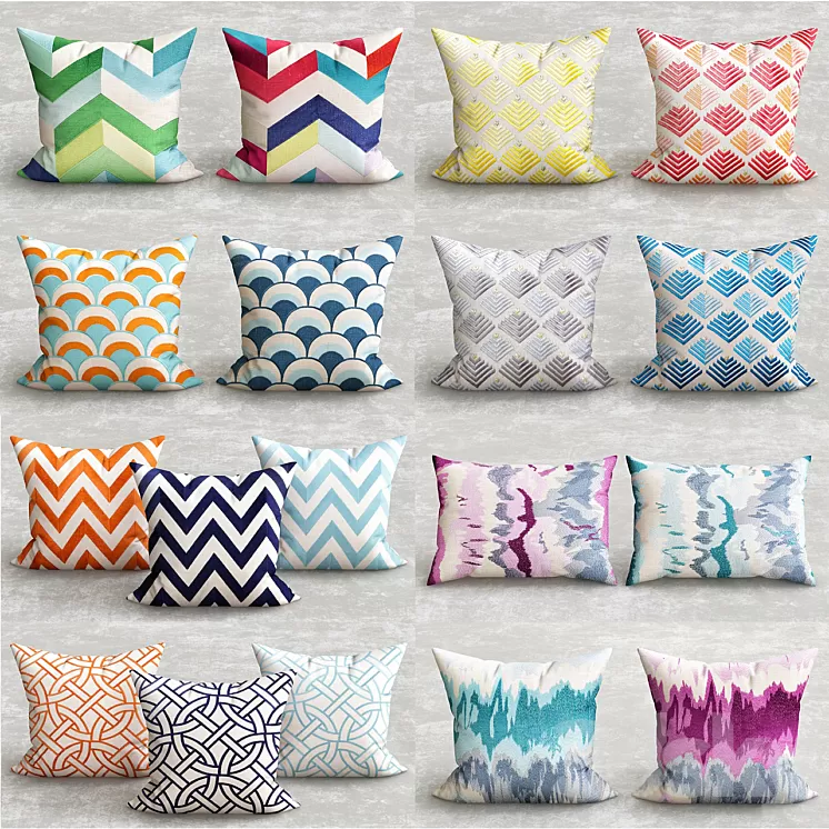 Decorative pillow collections 3D Model Decorative pillow collections 3D Model