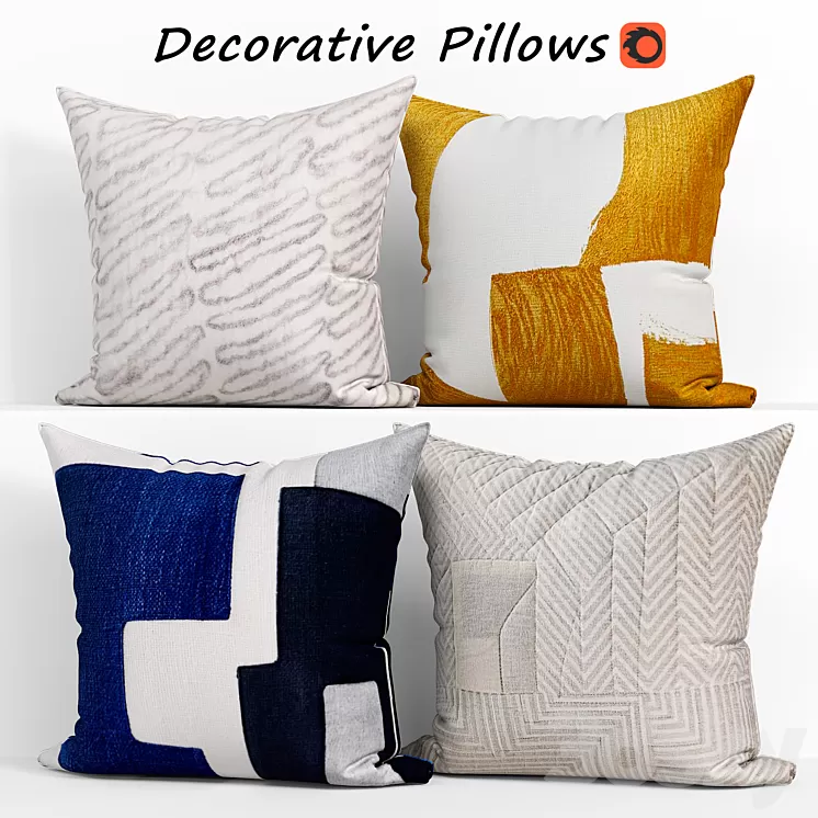 Decorative Pillow set 168 West elm 3D Model Decorative Pillow set 168 West elm 3D Model