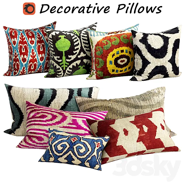 Decorative Pillow set 456 3D Model Decorative Pillow set 456 3D Model