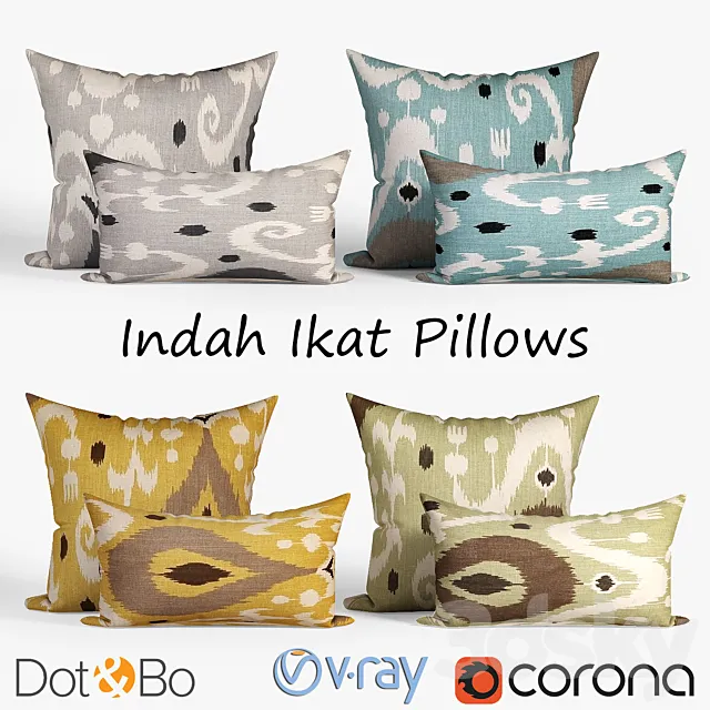 Decorative pillows Dot and bo_Indah Ikat. set 044 3D Model Decorative pillows Dot and bo_Indah Ikat. set 044 3D Model