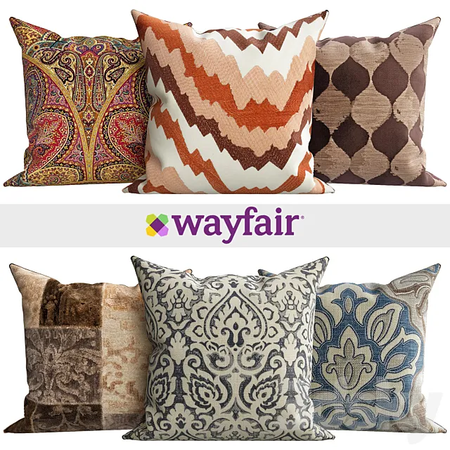 Decorative pillows from Wayfair shop 3D Model Decorative pillows from Wayfair shop 3D Model
