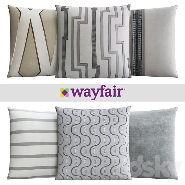 Decorative pillows from Wayfair shop 3D Model Decorative pillows from Wayfair shop 3D Model