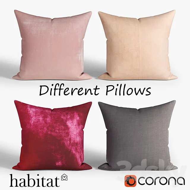 Decorative pillows habitat .set 020 3D Model Decorative pillows habitat .set 020 3D Model
