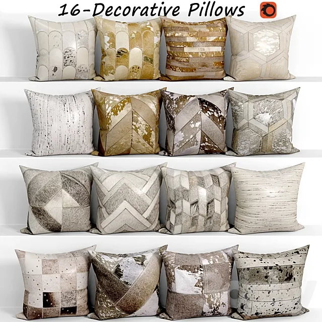 Decorative pillows set 096 3D Model Decorative pillows set 096 3D Model