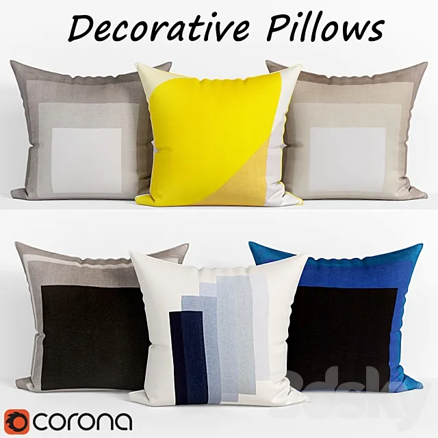 Decorative pillows set 111 3D Model Decorative pillows set 111 3D Model
