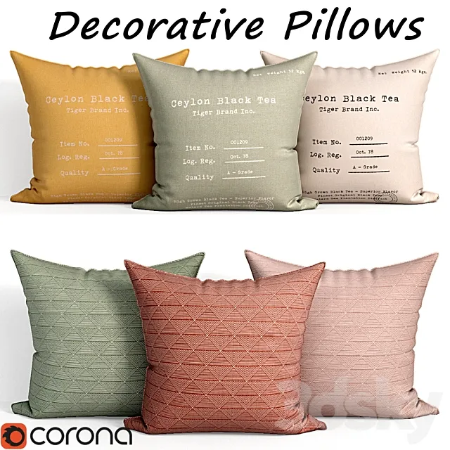 Decorative pillows set 119 3D Model Decorative pillows set 119 3D Model