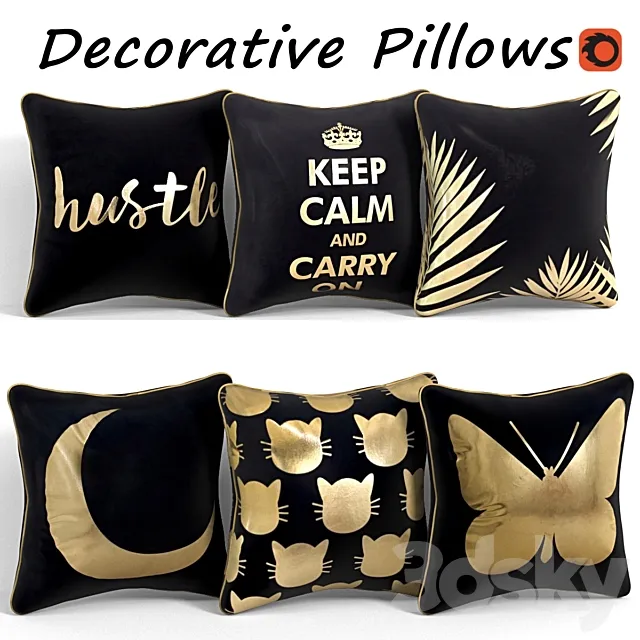 Decorative pillows set 126 3D Model Decorative pillows set 126 3D Model