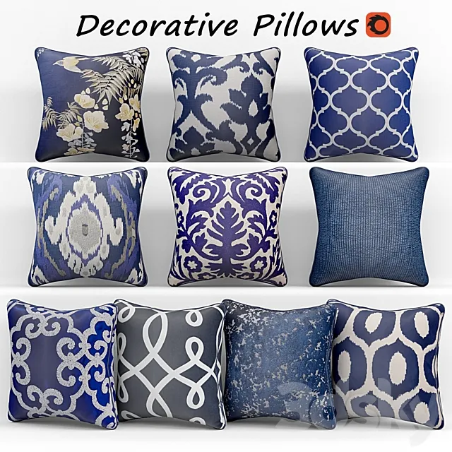 Decorative pillows set 140 3D Model Decorative pillows set 140 3D Model