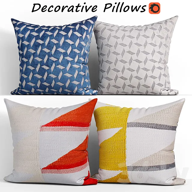 Decorative pillows set 160 Reflected Angles and Pinwheel Jacquard West elm 3D Model Decorative pillows set 160 Reflected Angles and Pinwheel Jacquard West elm 3D Model
