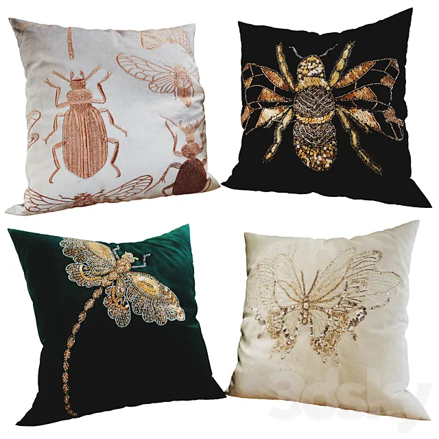 Decorative pillows set 186 3D Model Decorative pillows set 186 3D Model