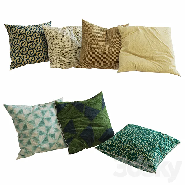 Decorative Pillows set 20 3D Model Decorative Pillows set 20 3D Model