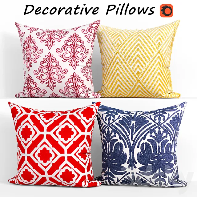 Decorative pillows set 251 3D Model Decorative pillows set 251 3D Model
