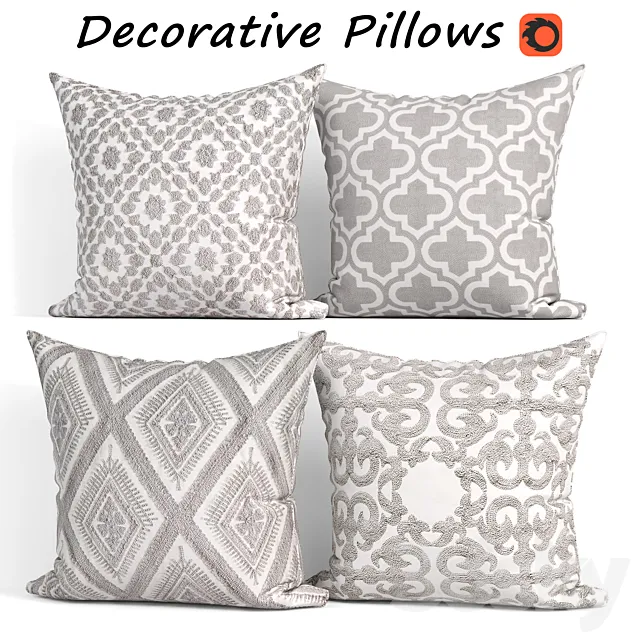Decorative pillows set 253 SLOW COW 3D Model Decorative pillows set 253 SLOW COW 3D Model