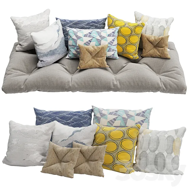 Decorative Pillows set 5 3D Model Decorative Pillows set 5 3D Model