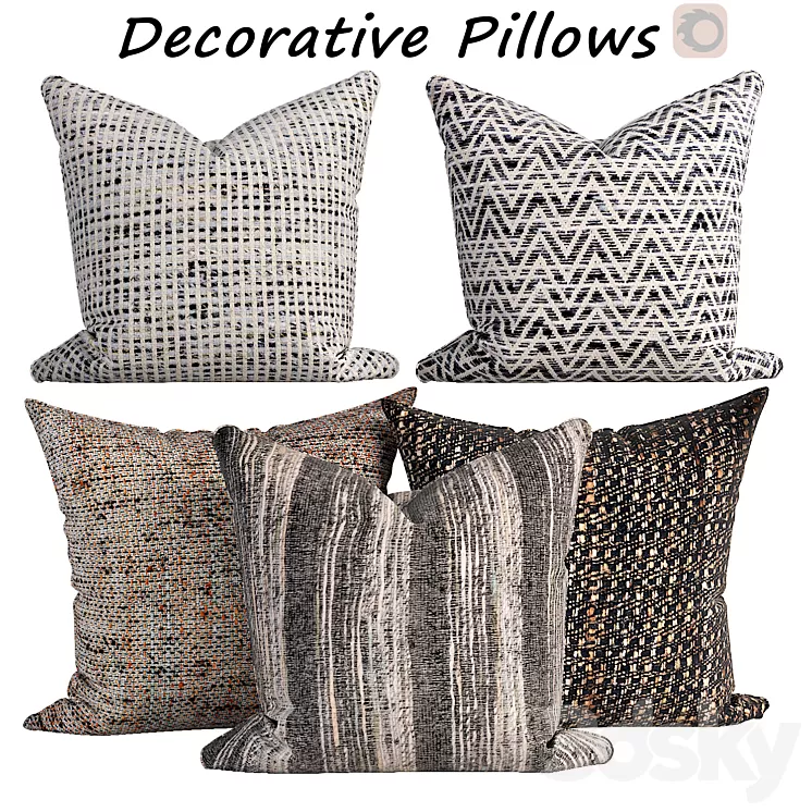 Decorative pillows set 587 3D Model Decorative pillows set 587 3D Model