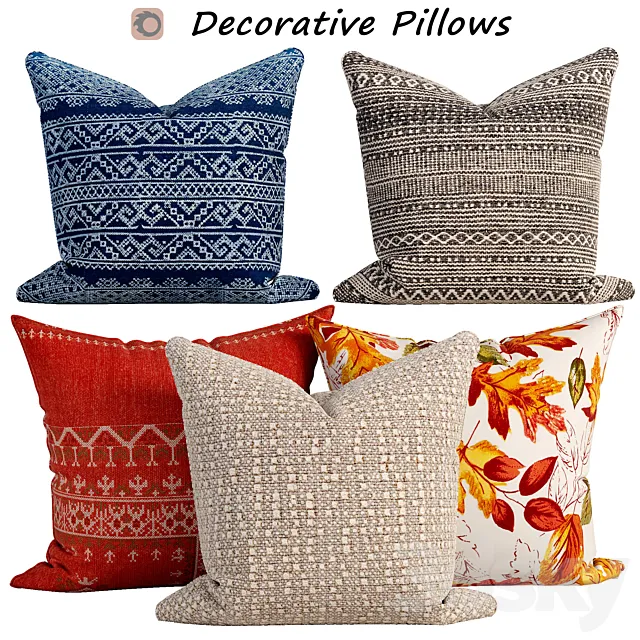 Decorative pillows set 618 3D Model Decorative pillows set 618 3D Model