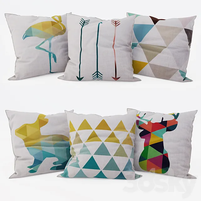 Decorative Pillows set 8 3D Model Decorative Pillows set 8 3D Model