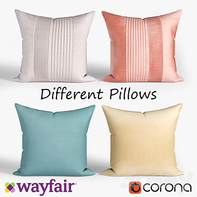 Decorative pillows Wayfair. set 025 3D Model Decorative pillows Wayfair. set 025 3D Model