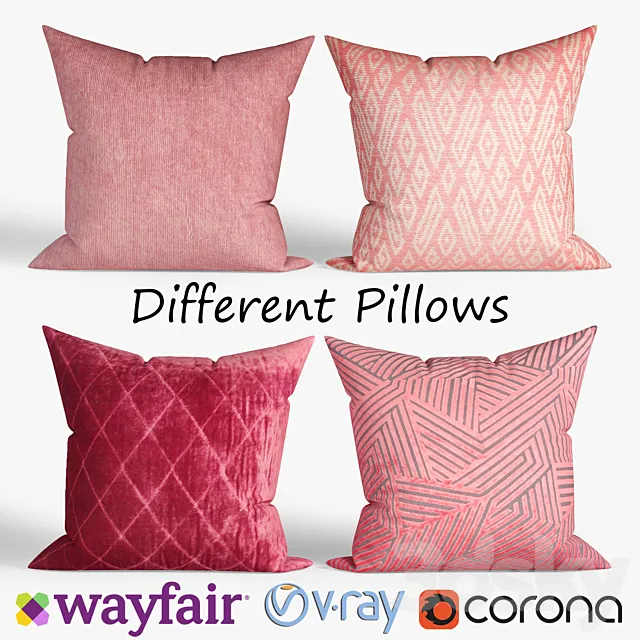 Decorative pillows Wayfair. set 030 3D Model Decorative pillows Wayfair. set 030 3D Model