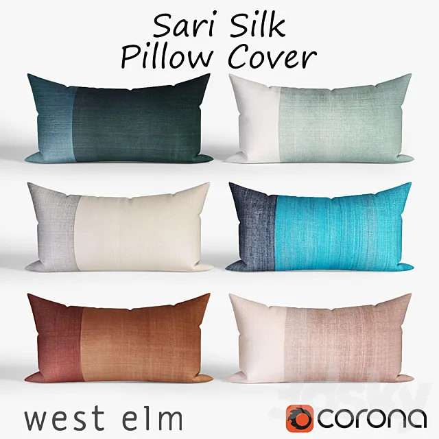 Decorative pillows westelm.set 016 Sari silk Pillow cover 3D Model Decorative pillows westelm.set 016 Sari silk Pillow cover 3D Model