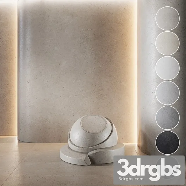 Decorative Plaster Concrete Set Seamless 05 3D Model Download