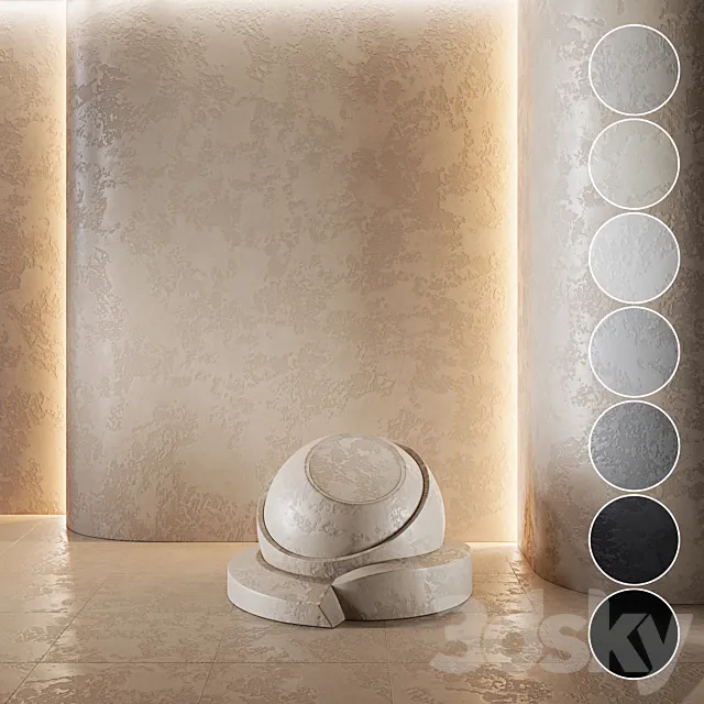Decorative plaster | Concrete set (seamless) | 11 3D Model