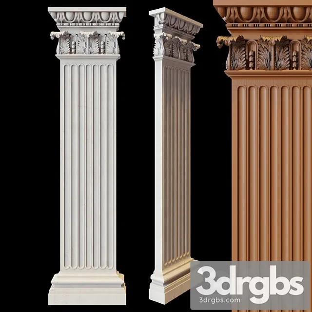 Decorative plaster Half column 3D Model Download Decorative plaster Half column 3D Model Download