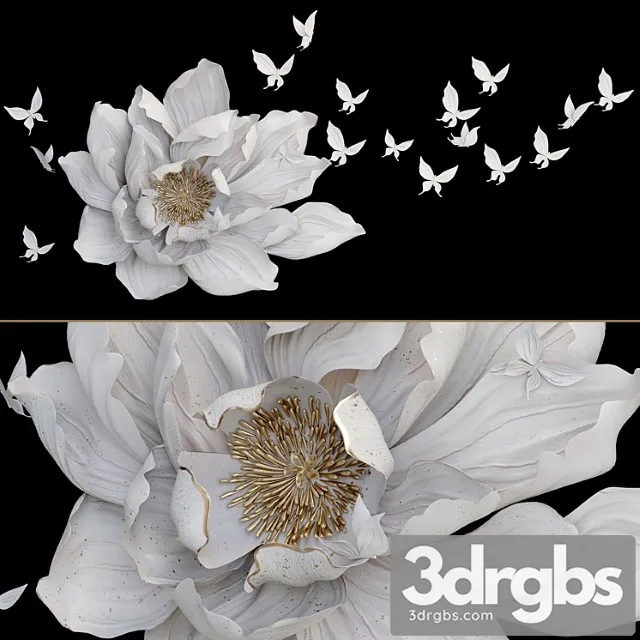 Decorative plaster Hp decor Wall decor Flower and butterfly 3D Model Download Decorative plaster Hp decor Wall decor Flower and butterfly 3D Model Download
