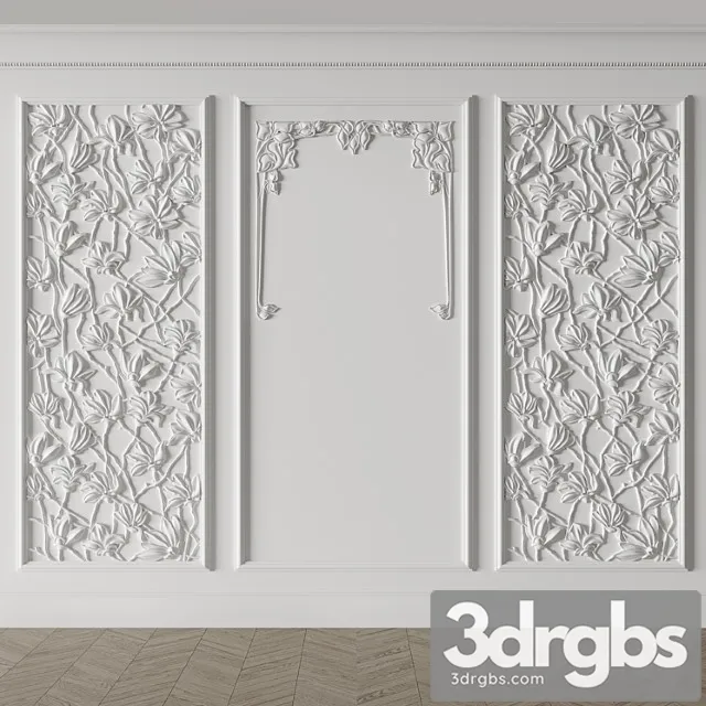 Decorative plaster Modern magnolia panel 3D Model Download Decorative plaster Modern magnolia panel 3D Model Download