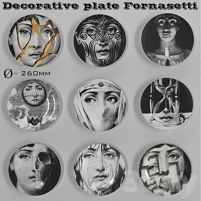 Decorative plate Fornasetti 3DModel Decorative plate Fornasetti 3DModel