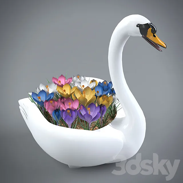decorative pot of crocuses 3DModel decorative pot of crocuses 3DModel